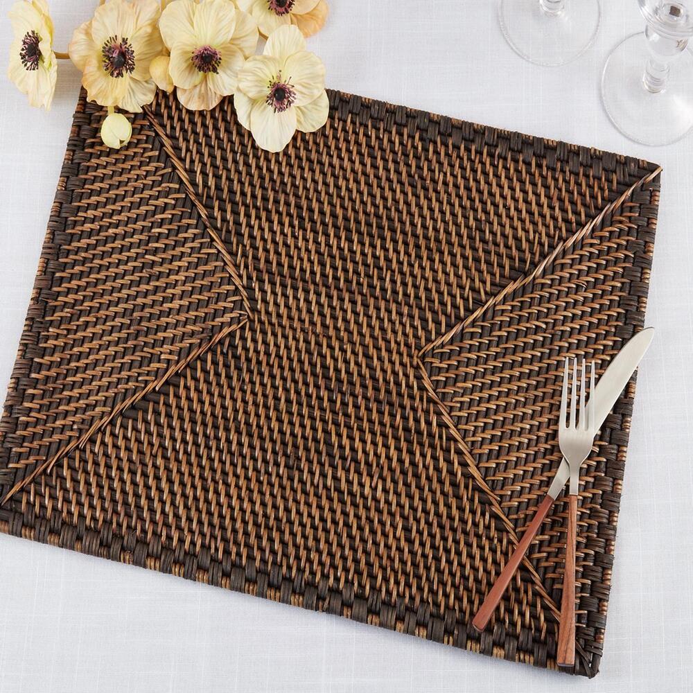 NEW SARO LIFESTYLE woven rattan placemat - set of 4 in brown